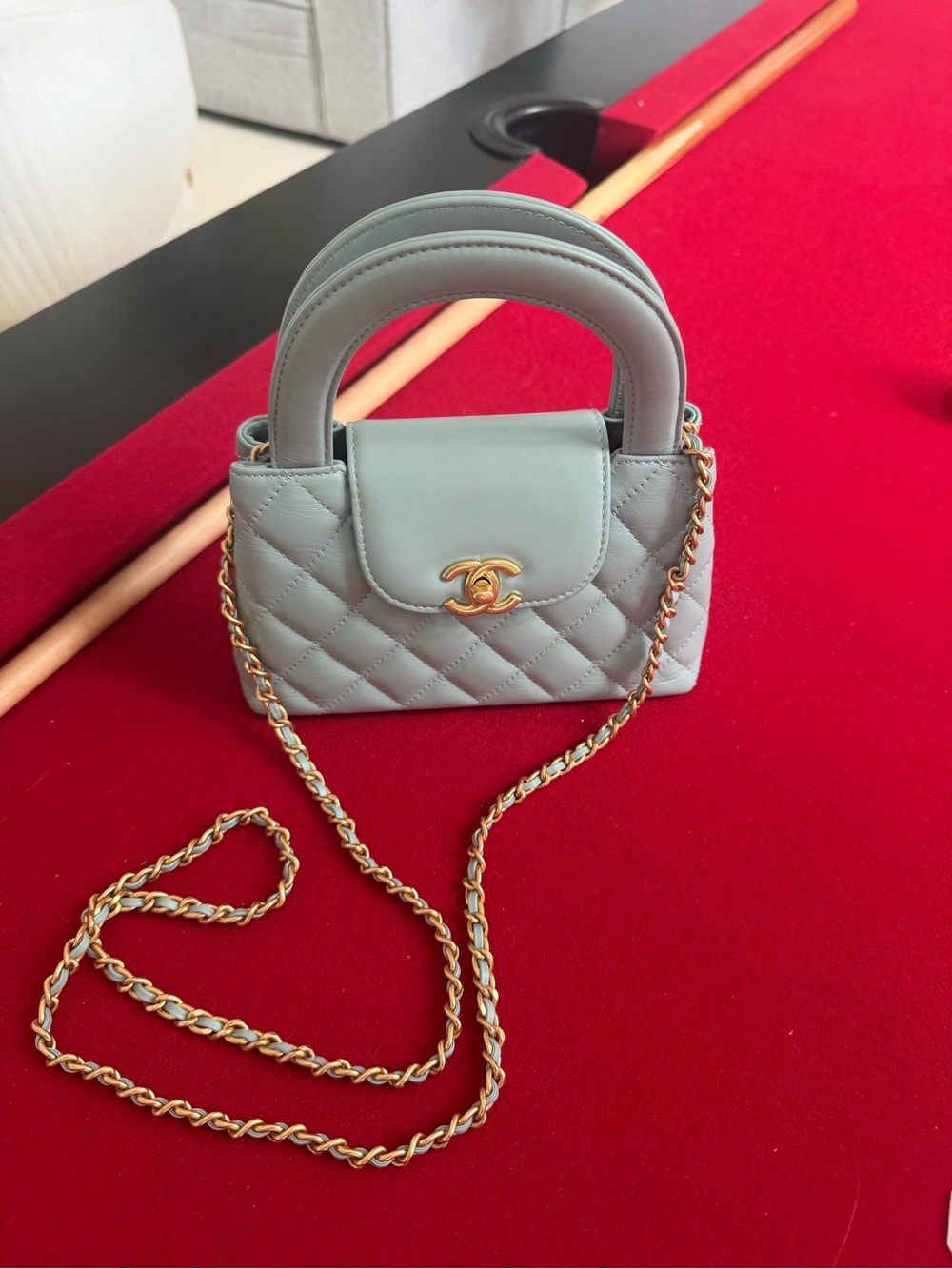 Chanel Quilted Mini Top-Handle Bag in Light blue